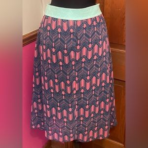 LuLaRoe Pink & Blue Skirt size M